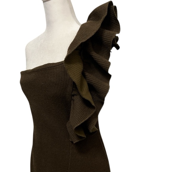 Ghospell One Shoulder Ruffle Ribbed Sweater Dress - Picture 5 of 17